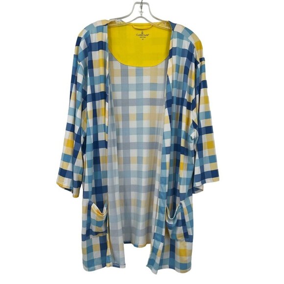 Cuddl Duds Cool & Airy‎ Ultra Patch Pocket Wrap Sweater Women's 1X Plaid - Picture 1 of 10
